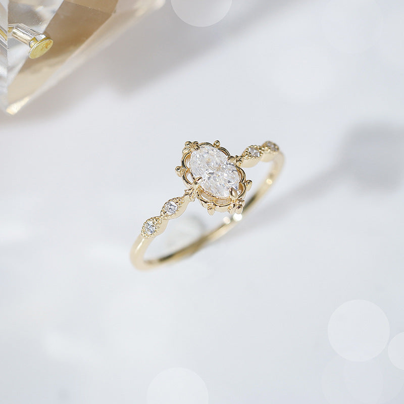 Vintage Oval Crown Moissanite Ring