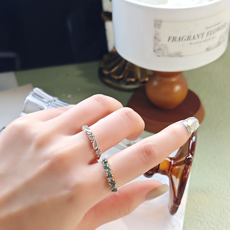 Skyline Spark Blue Topaz Line Ring