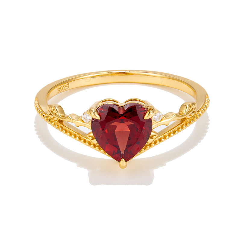 Crimson Heart Garnet Ring Set
