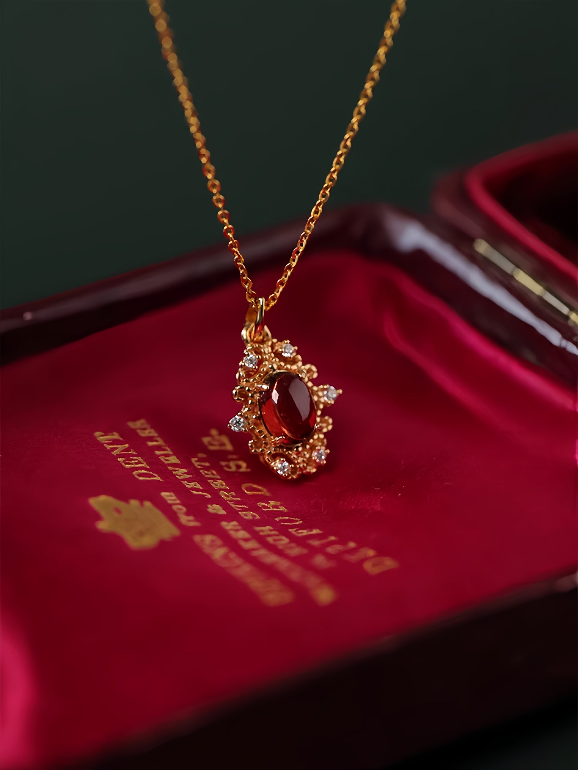 Vintage Bloom Garnet Necklace