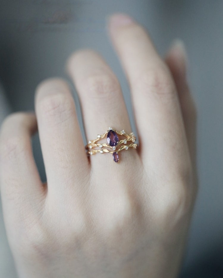 Violet Vine Diadem Stacking Set Ring