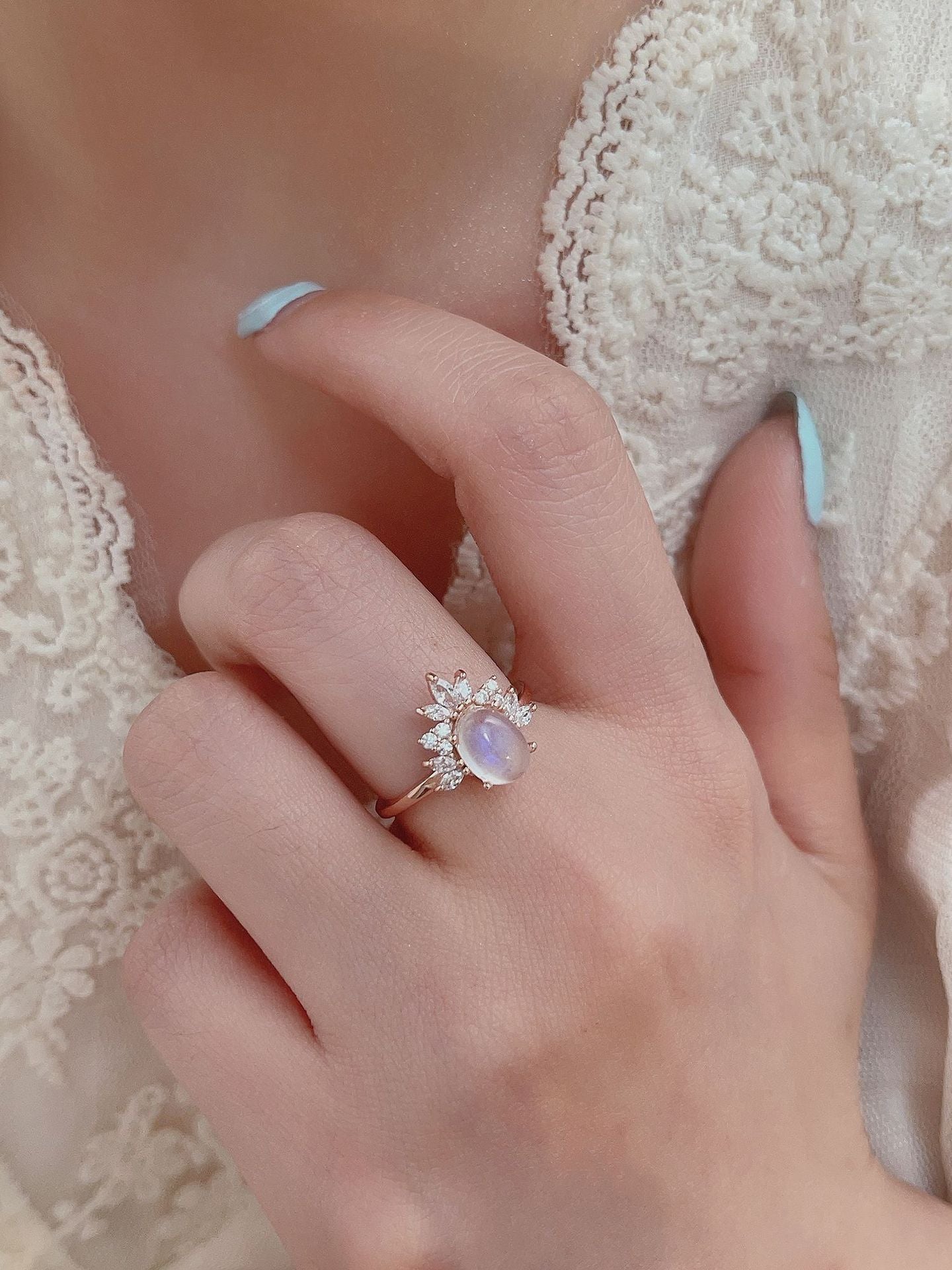 Luna Oval Ring – Moonstone & Rose Gold Vermeil