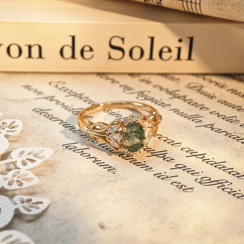Moss Agate Verdant Grace Ring