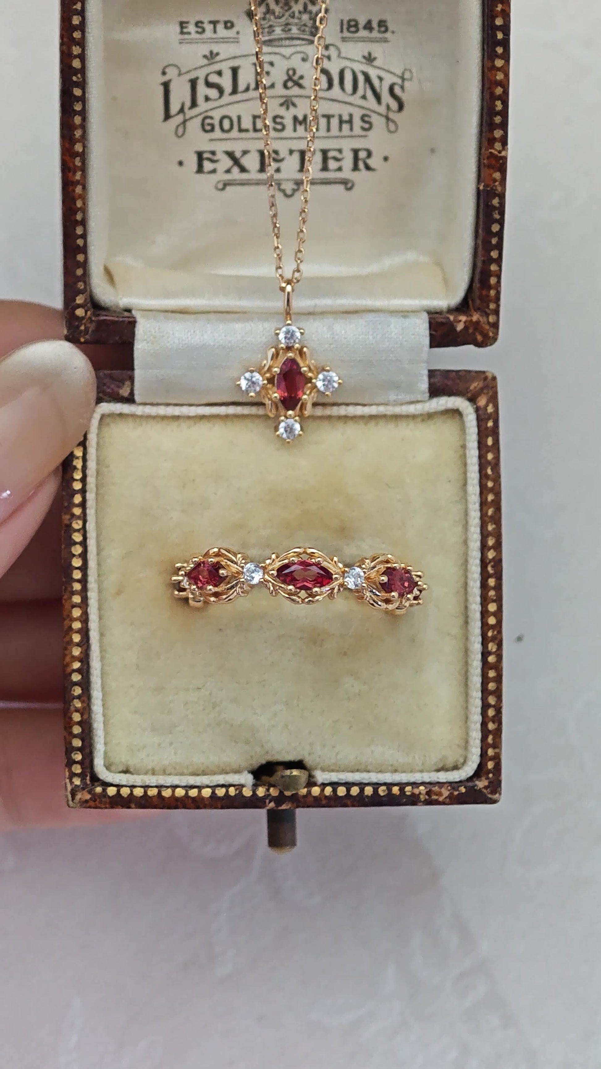 Marquise-Cut Garnet Band Ring