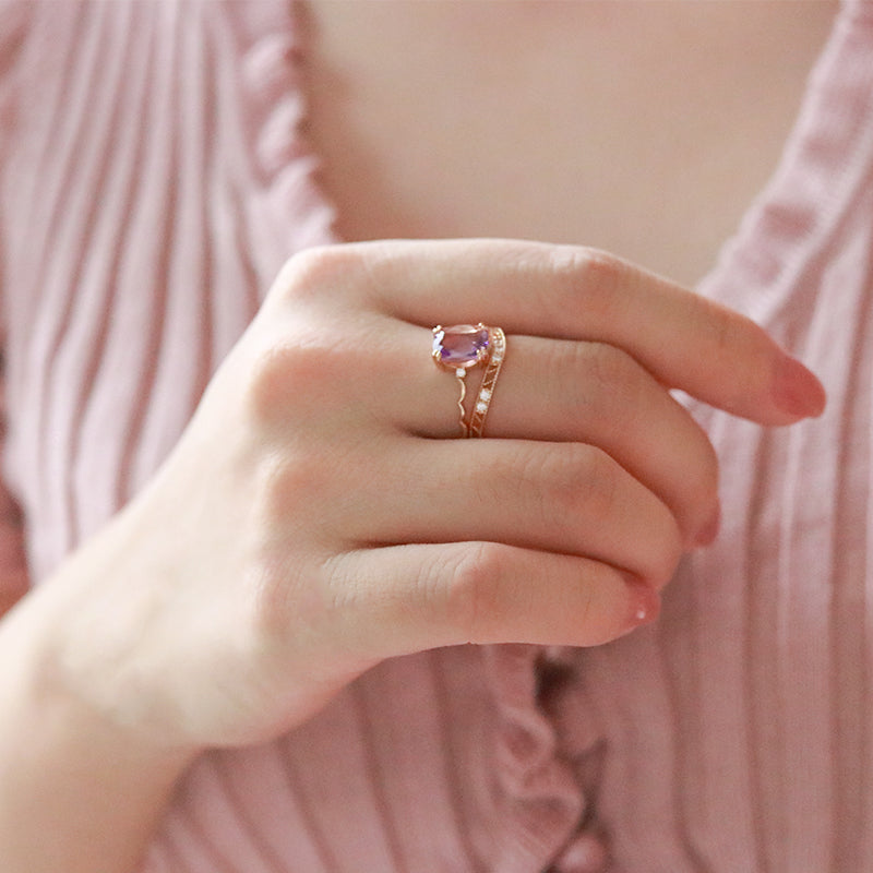 Moonlit Amethyst Stacking Ring