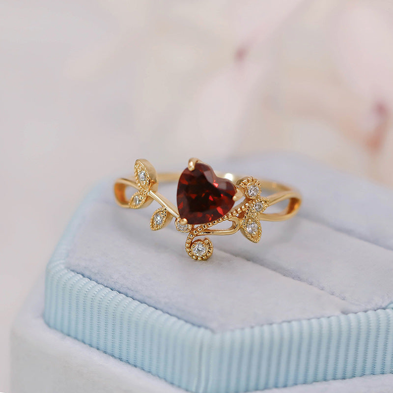 Crimson Vine Garnet Ring