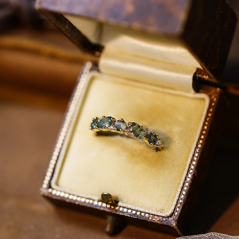 Moss Agate Band Ring