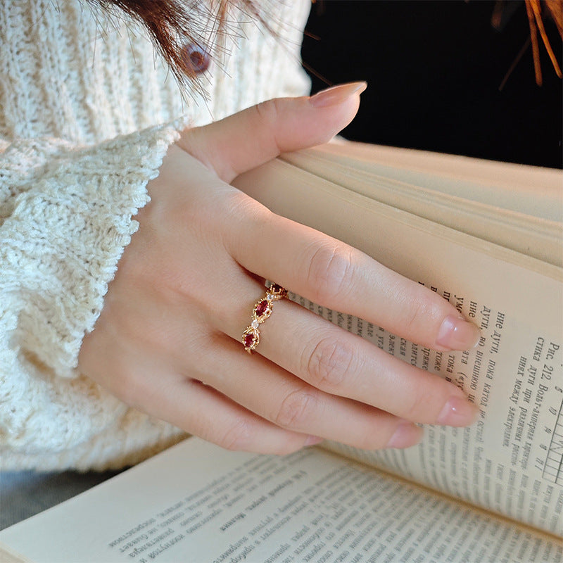 Marquise-Cut Garnet Band Ring