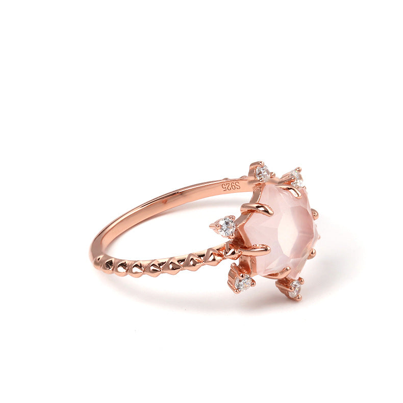 Stellar Blush Rose Quartz Ring