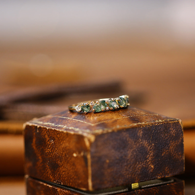 Moss Agate Band Ring