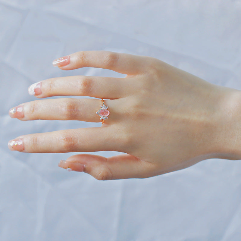 Strawberry Quartz Bloom Ring