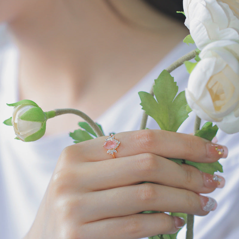 Strawberry Quartz Bloom Ring
