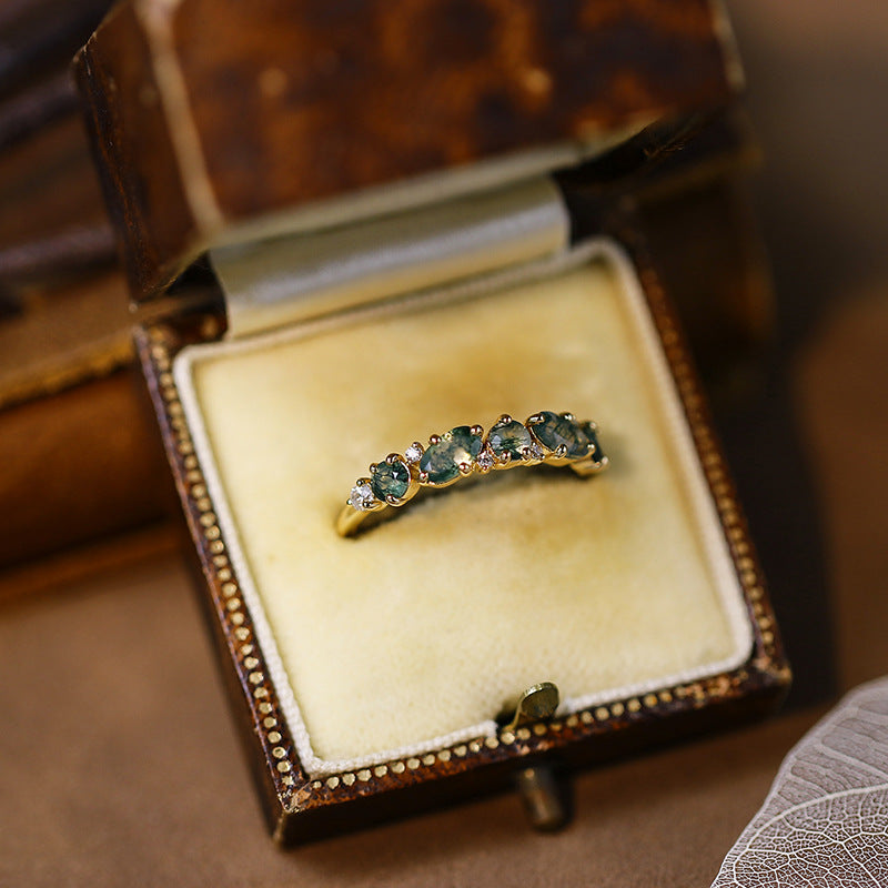Moss Agate Band Ring