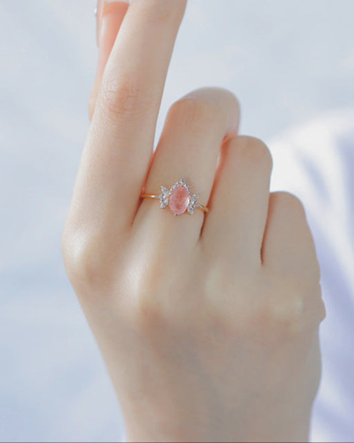 Strawberry Quartz Bloom Ring