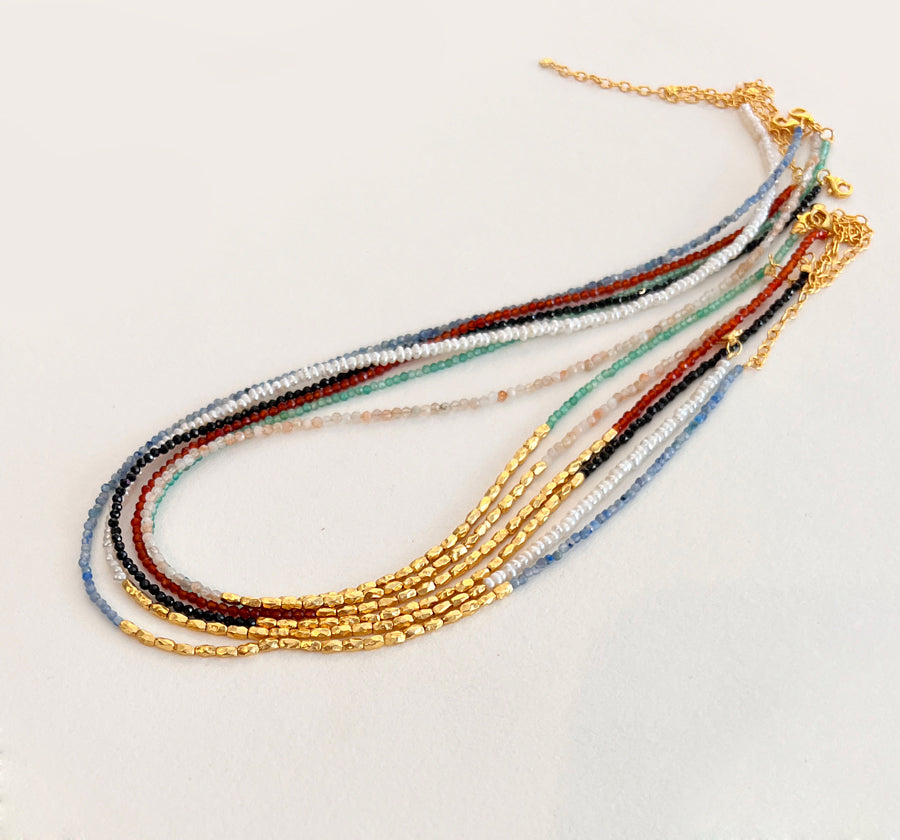 Ultra-Fine Sterling Silver Natural Stone Necklace