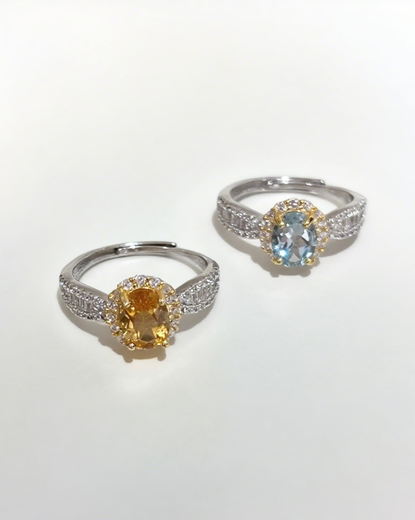 Silver Crystal Halo Ring