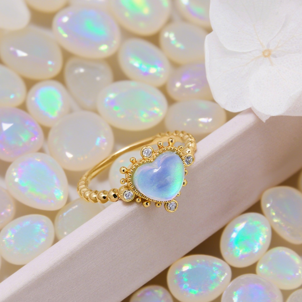 Aurora Heart Opal Ring
