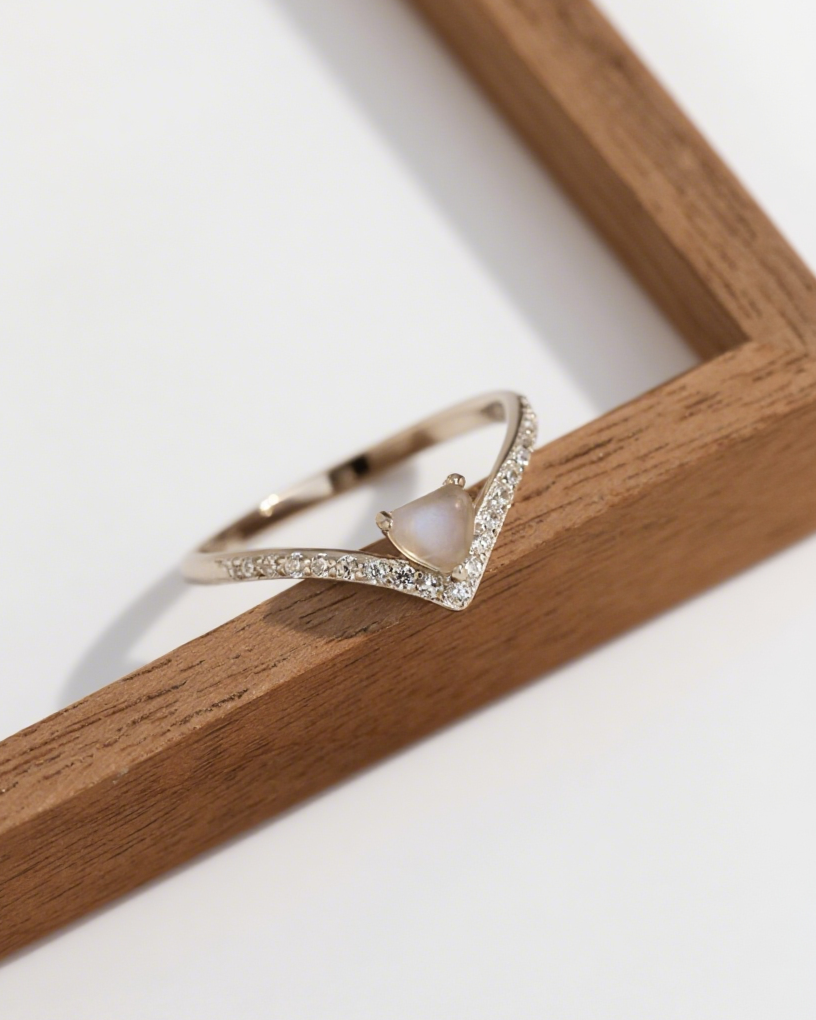 Moonstone Heart V Ring