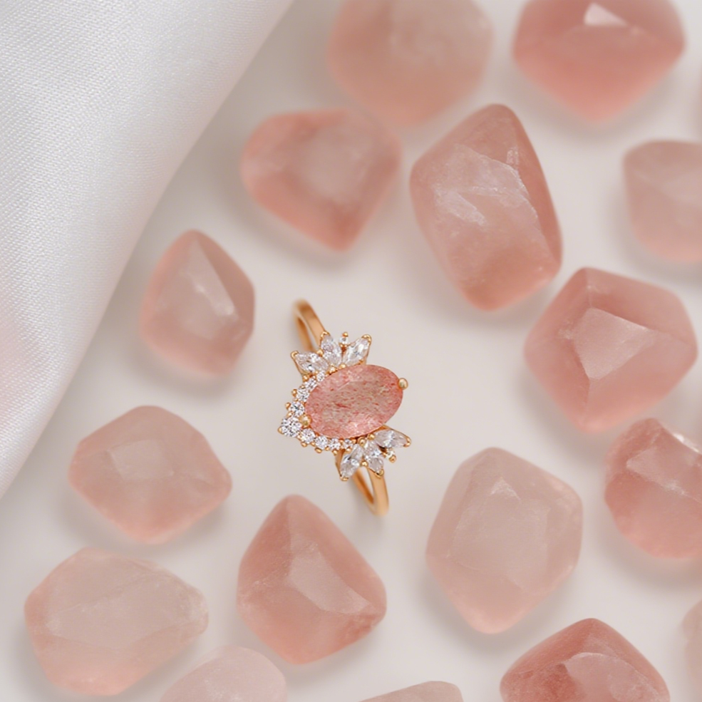 Strawberry Quartz Bloom Ring