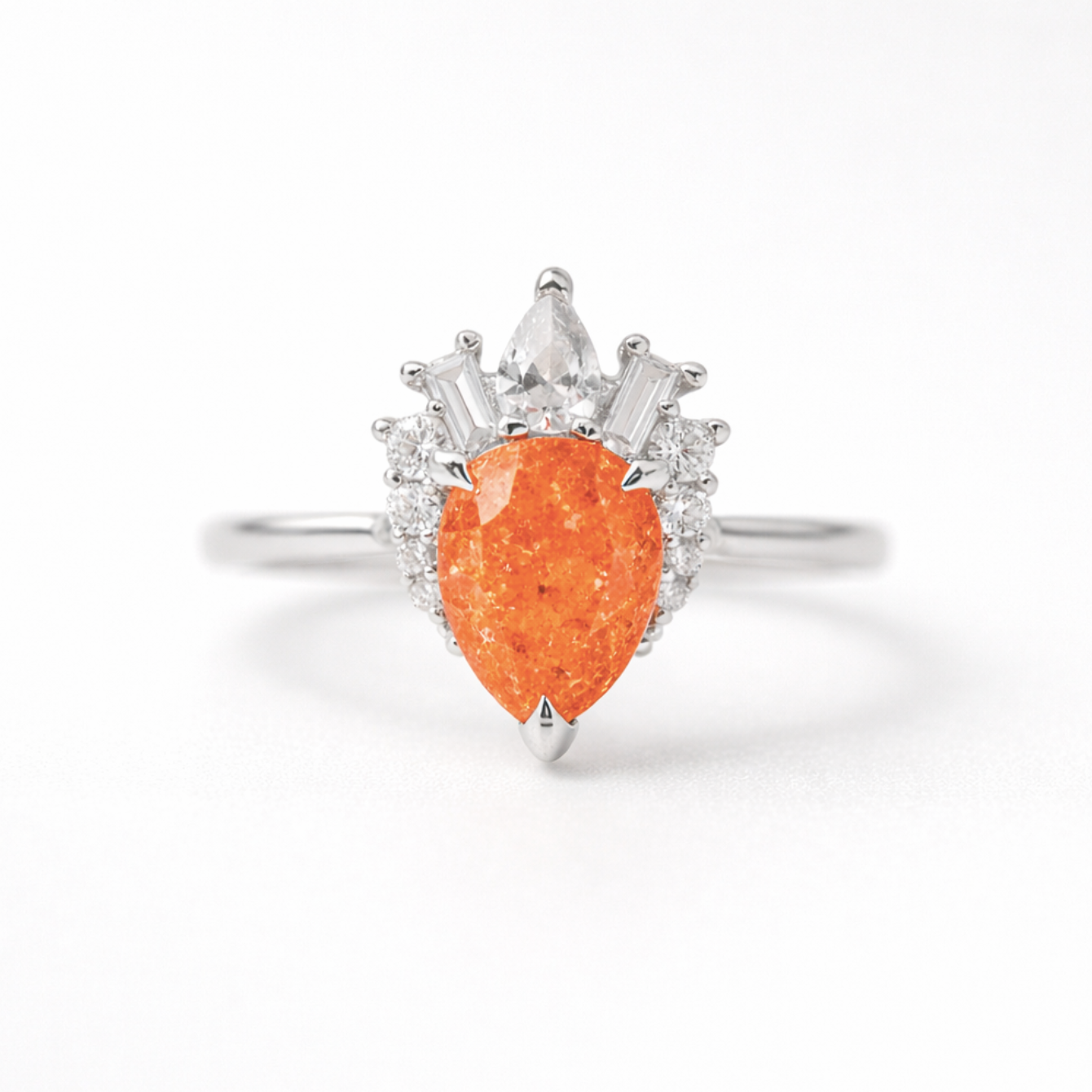 Pear-Cut Sunstone Teardrop Ring