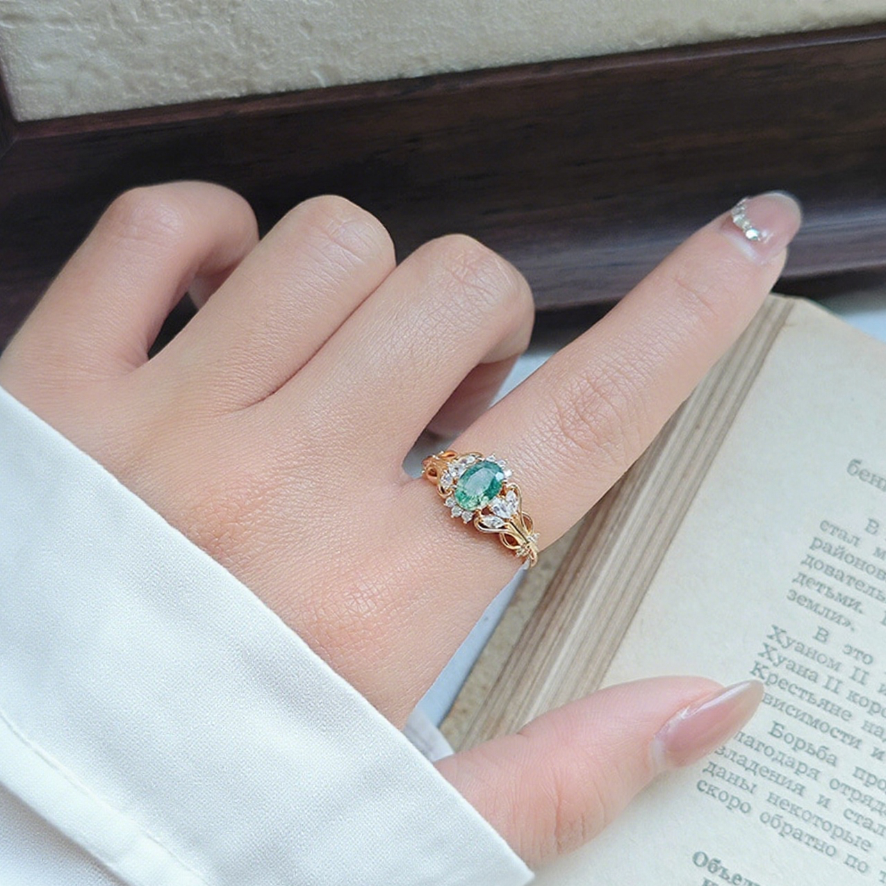 Moss Agate Verdant Grace Ring