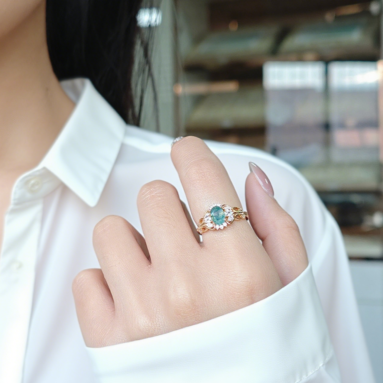 Moss Agate Verdant Grace Ring