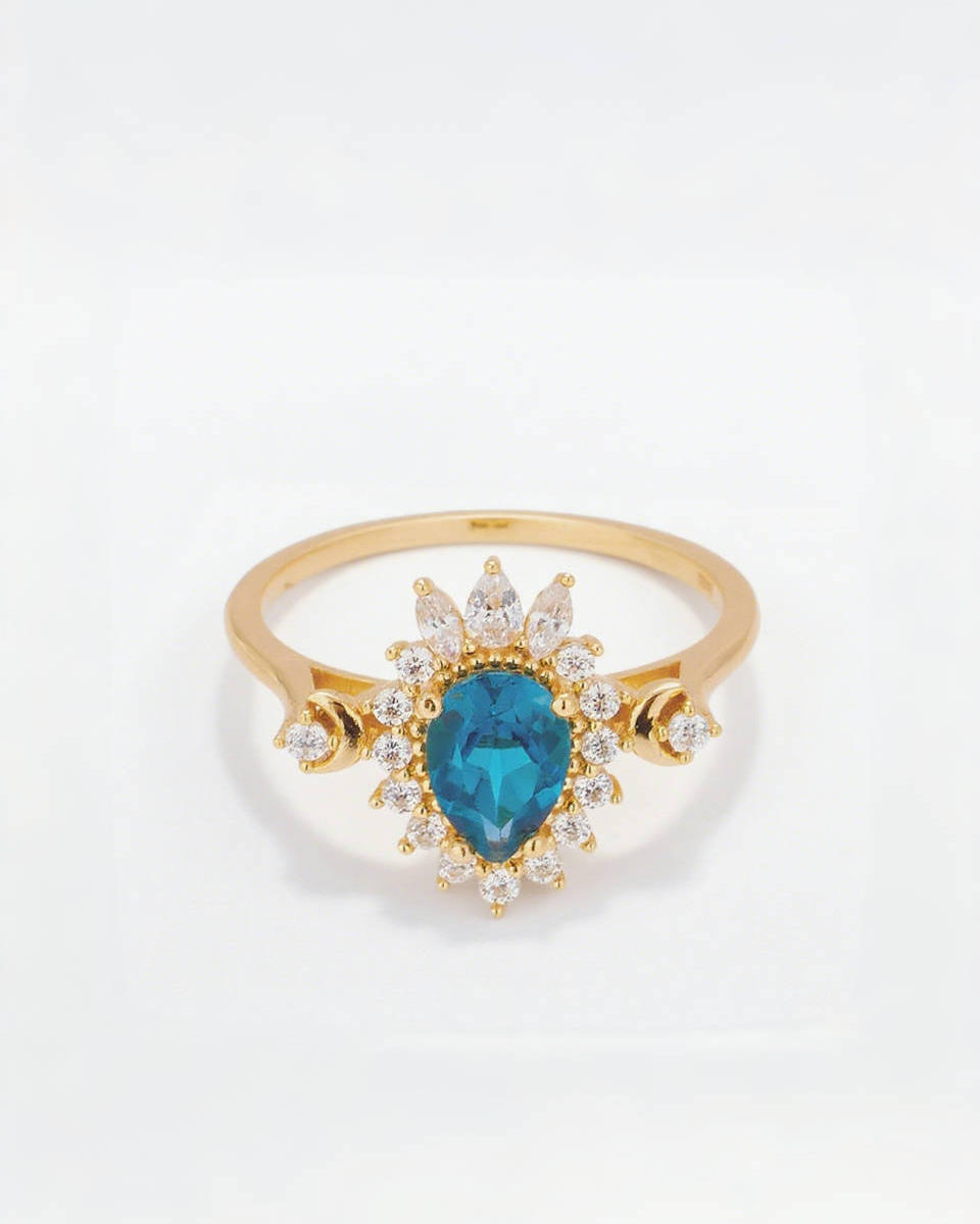 Lunar Halo Blue Topaz Ring