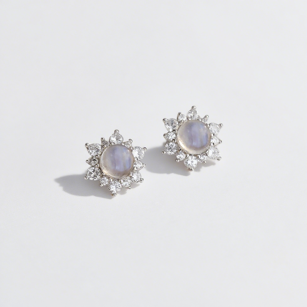 Starlit Moonstone Studs