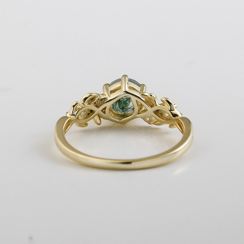 Verdant Leaf Moss Agate Ring