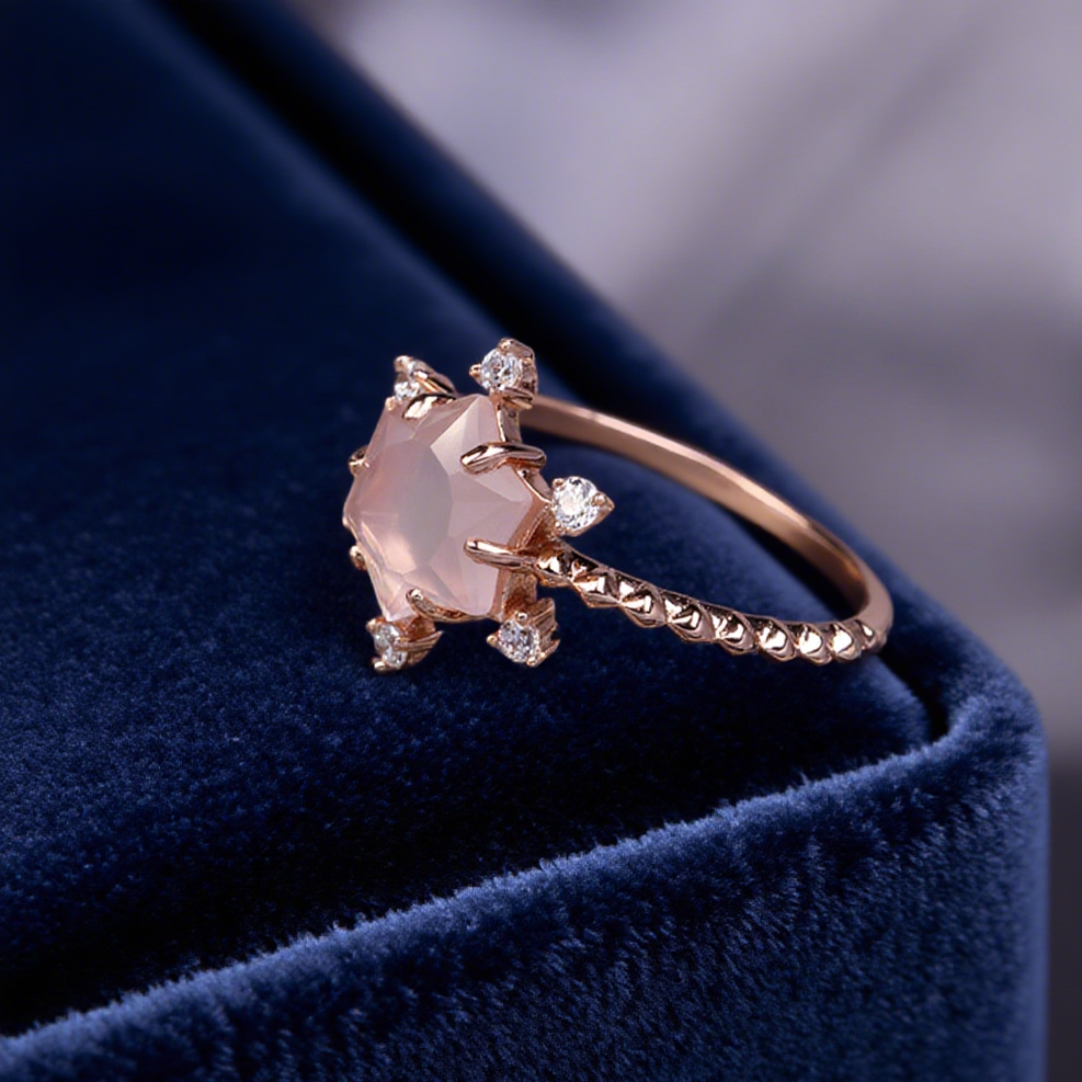 Stellar Blush Rose Quartz Ring