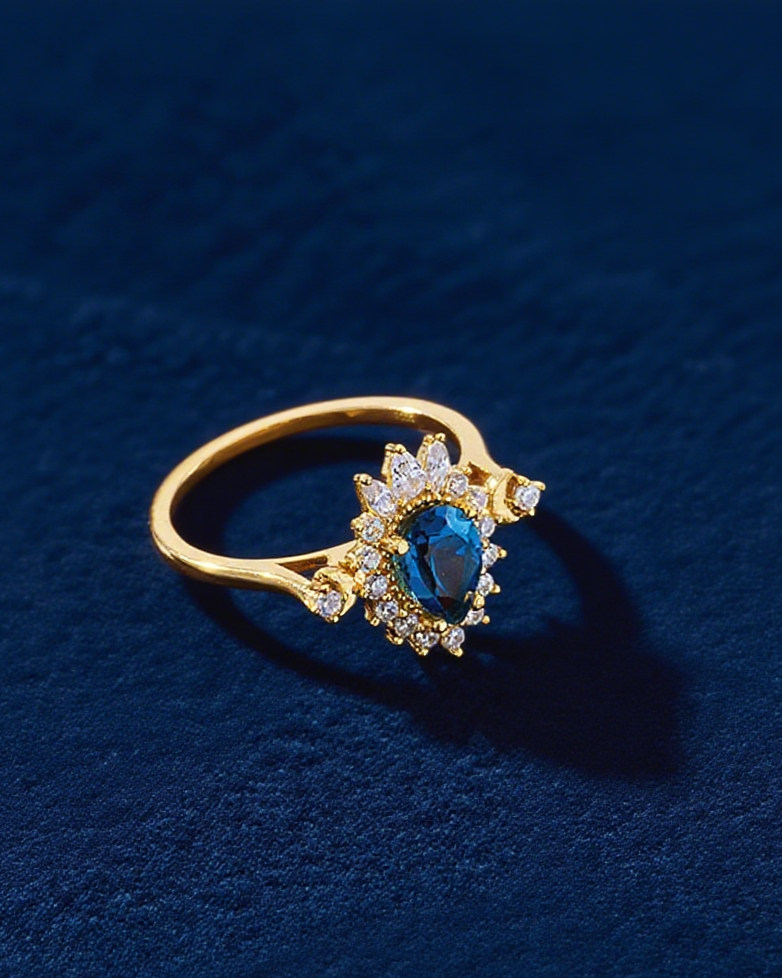 Lunar Halo Blue Topaz Ring