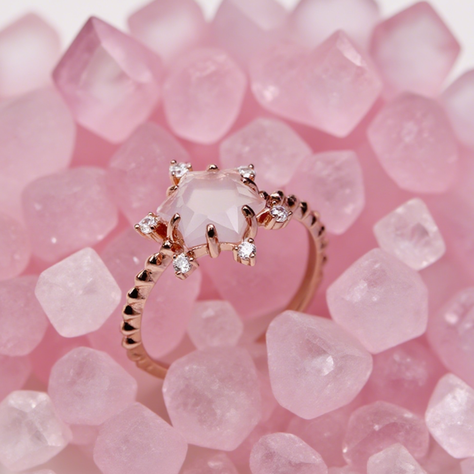 Stellar Blush Rose Quartz Ring