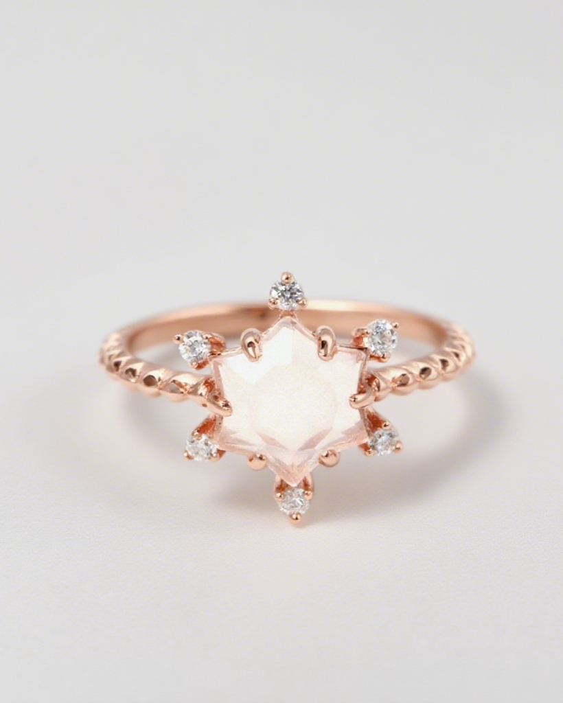 Stellar Blush Rose Quartz Ring