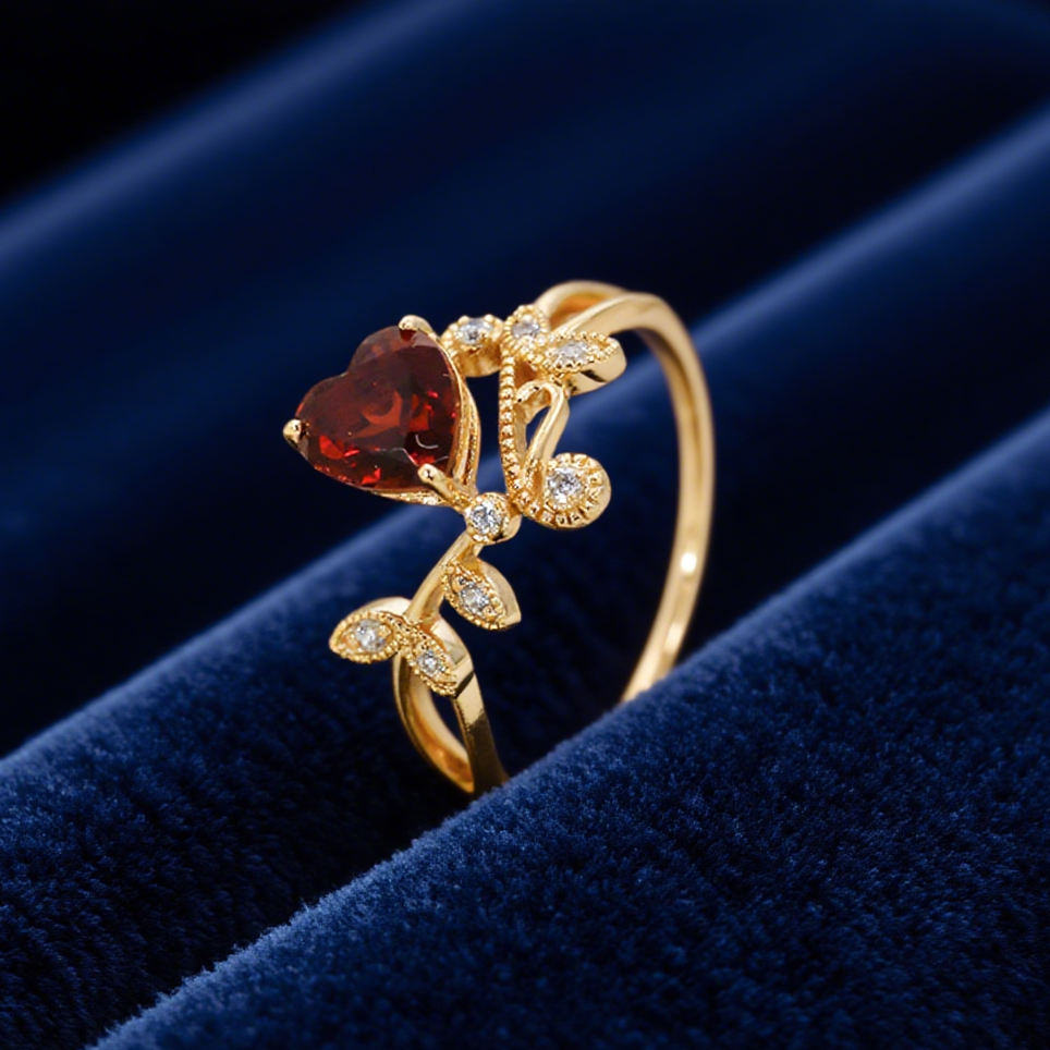 Crimson Vine Garnet Ring