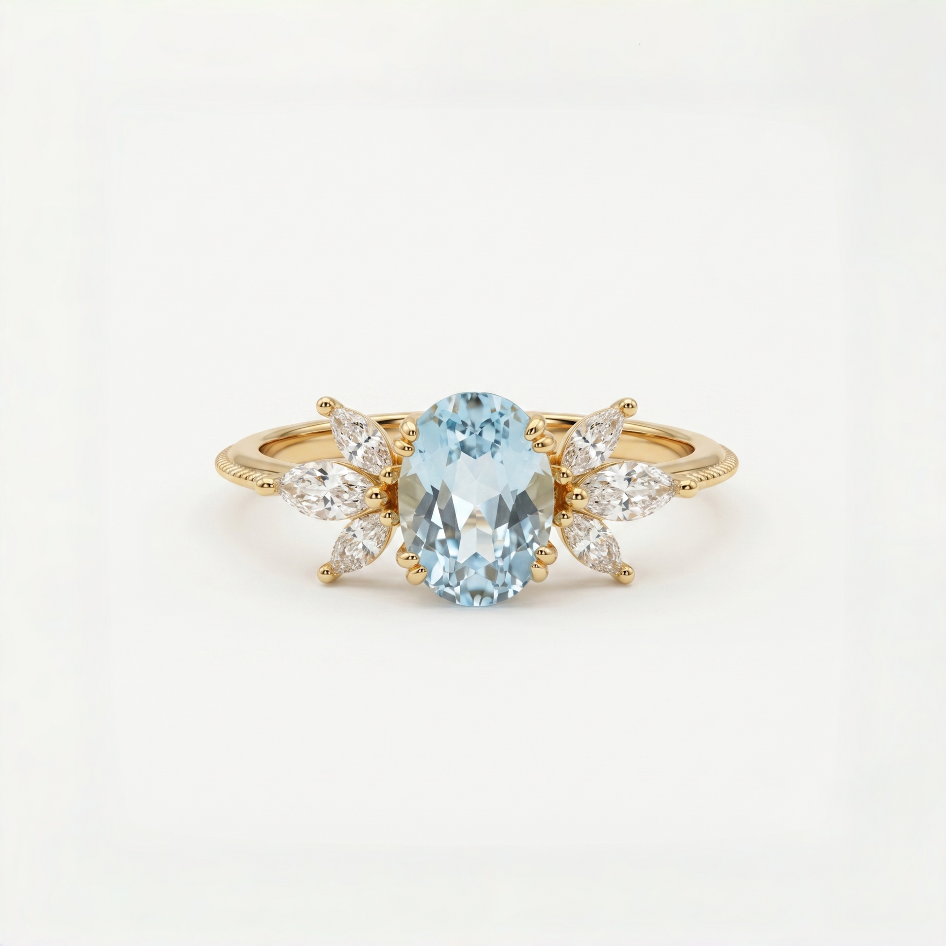 Anello Fioritura Topazio Blu