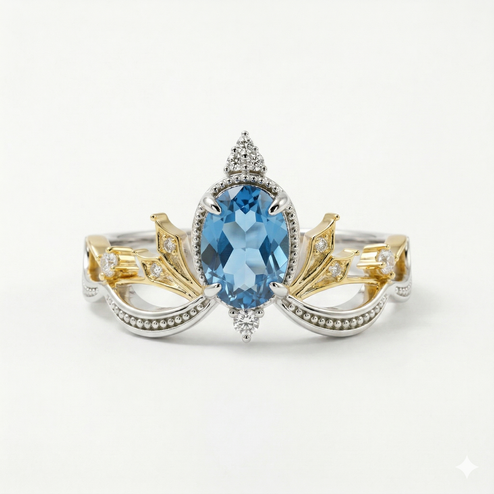 Anillo de Corona Celestial con Topacio Azul Londres