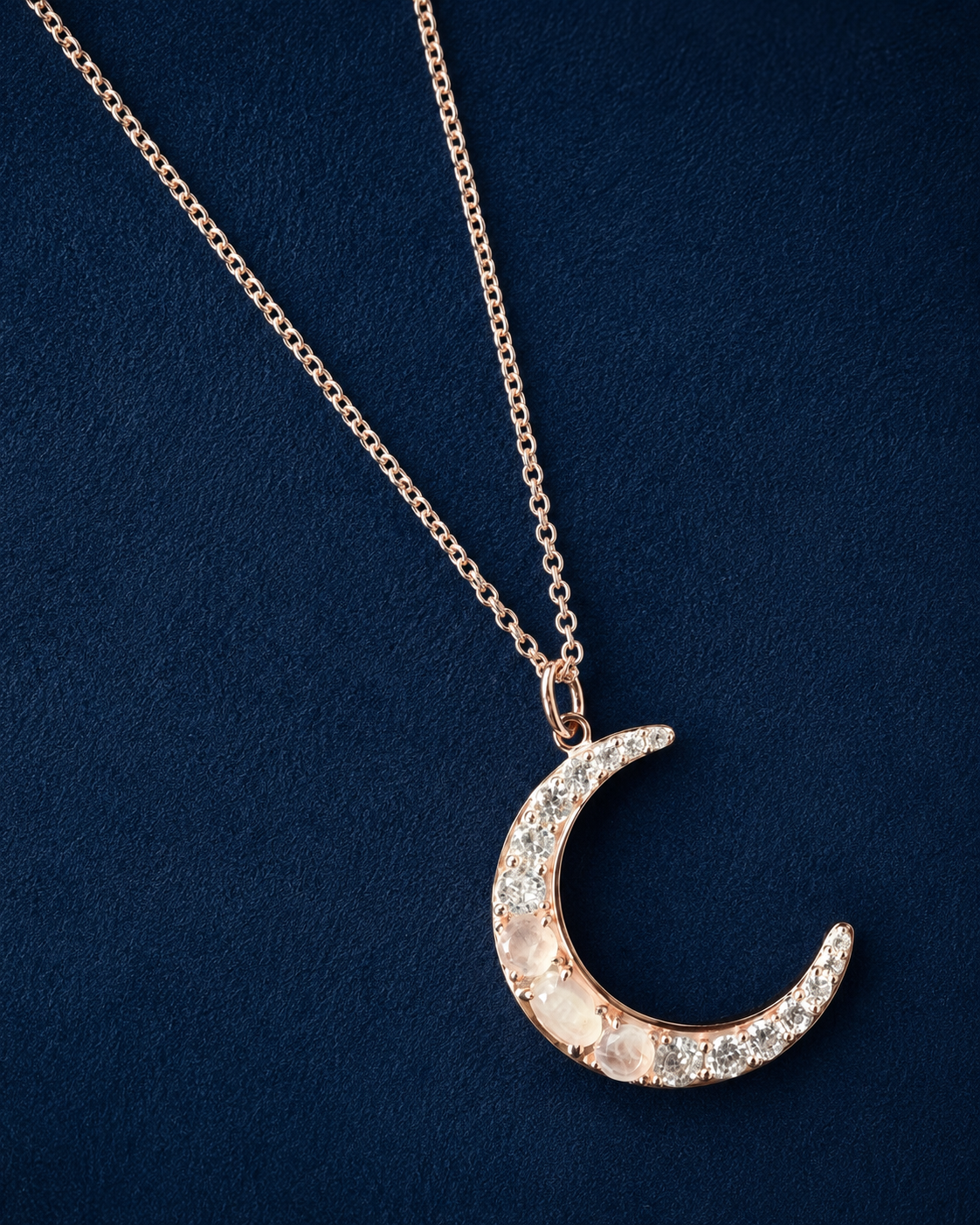 Moonstone Trio Crescent Necklace