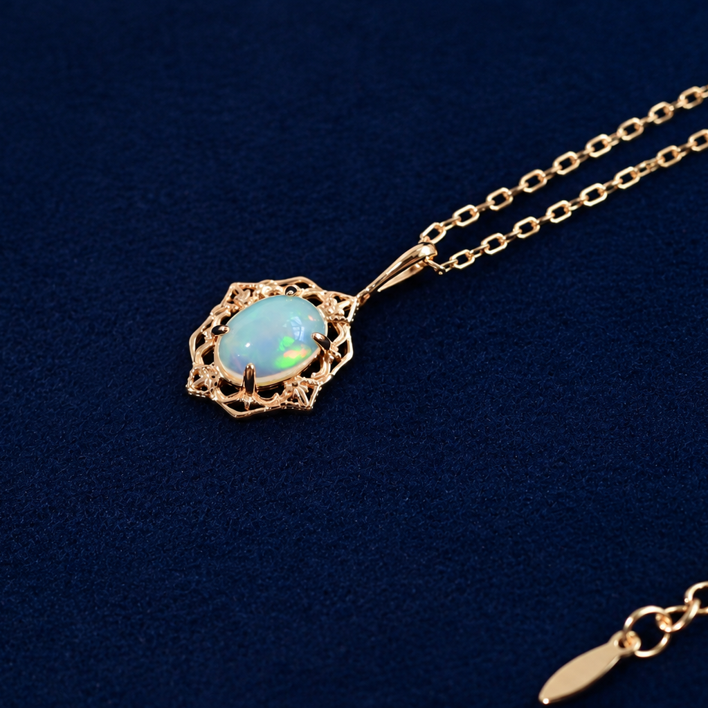 Vintage Mini Oval Opal Pendant