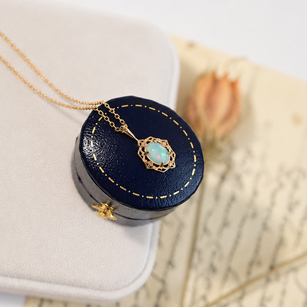 Vintage Mini Oval Opal Pendant