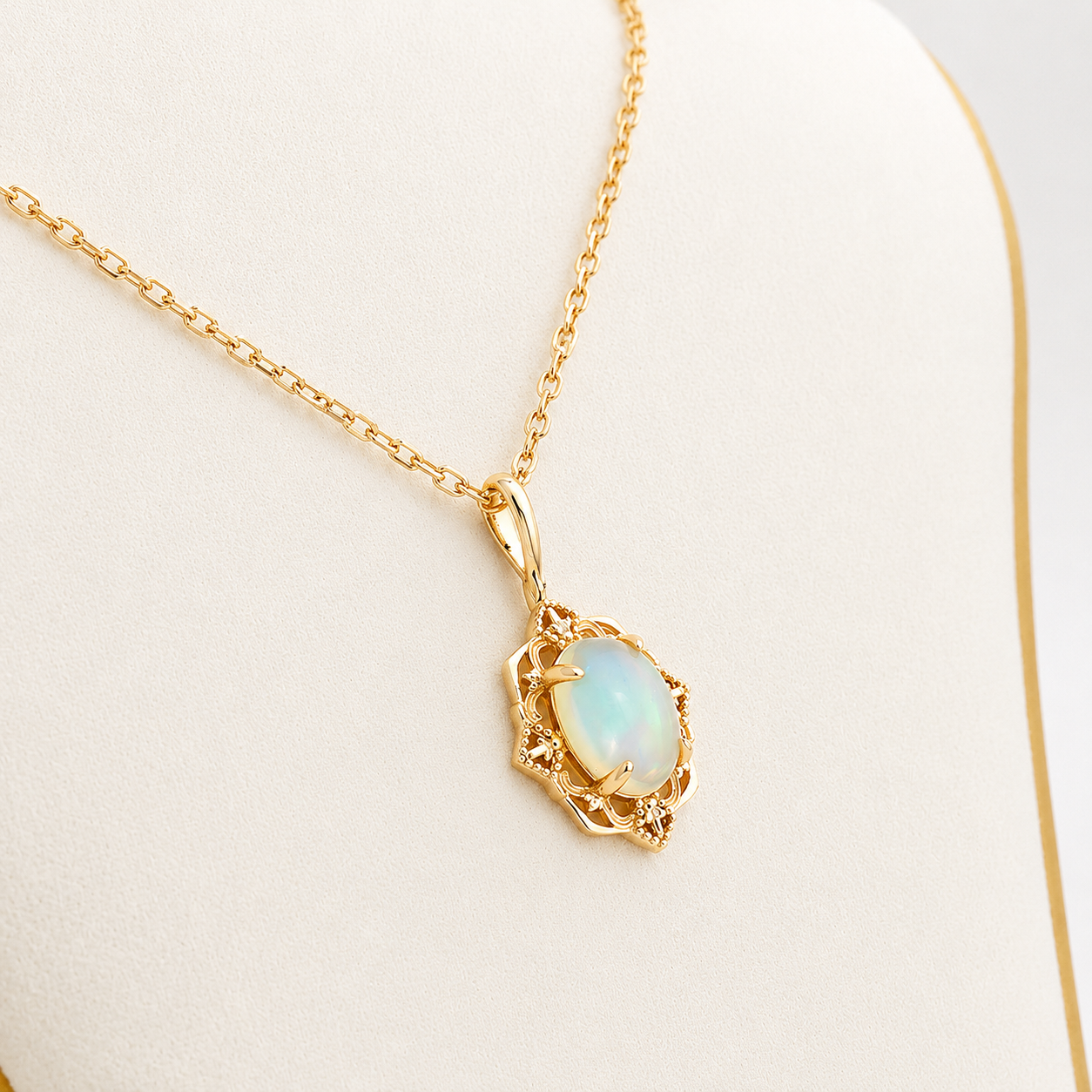 Vintage Mini Oval Opal Pendant