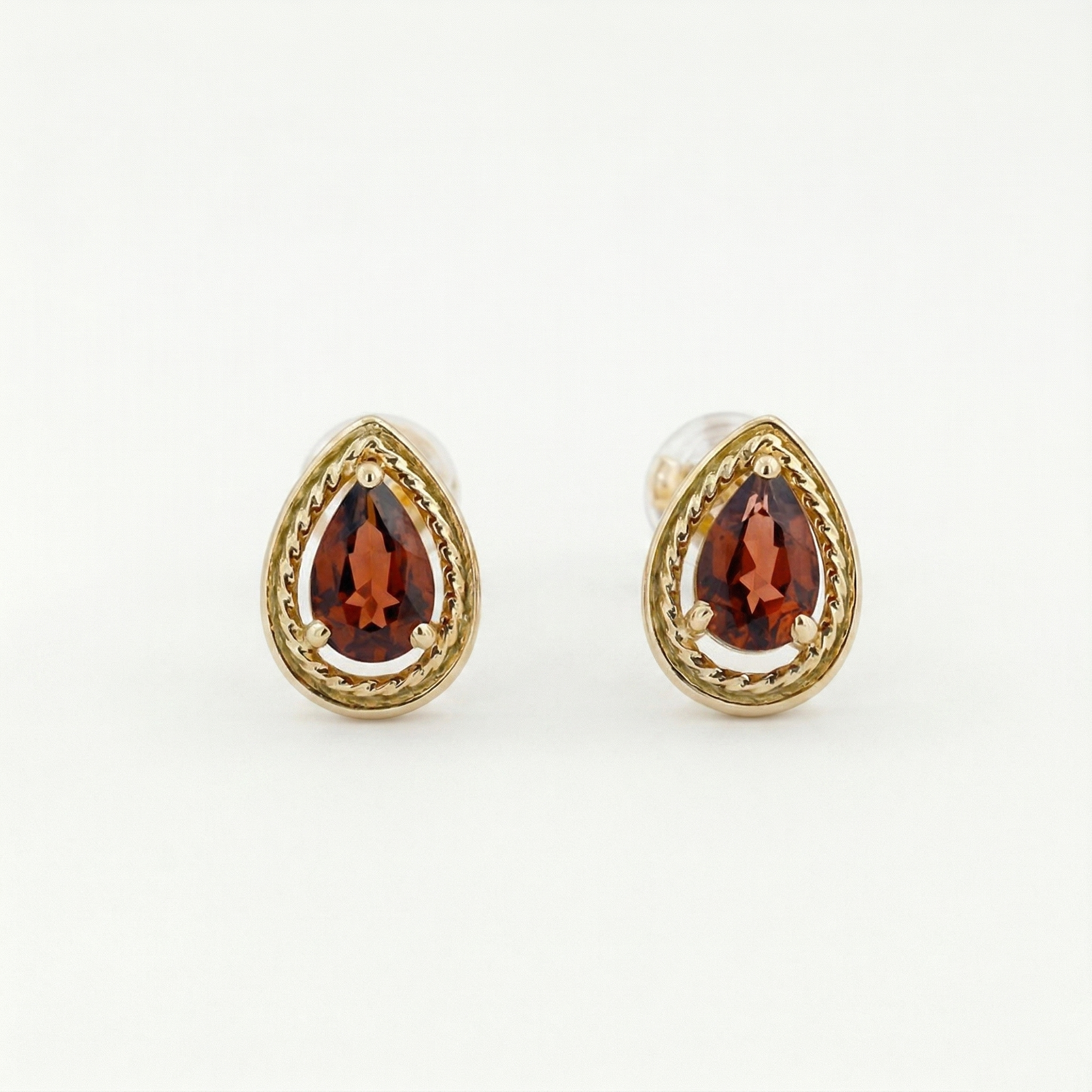 Crimson Teardrop Garnet Stud Earrings
