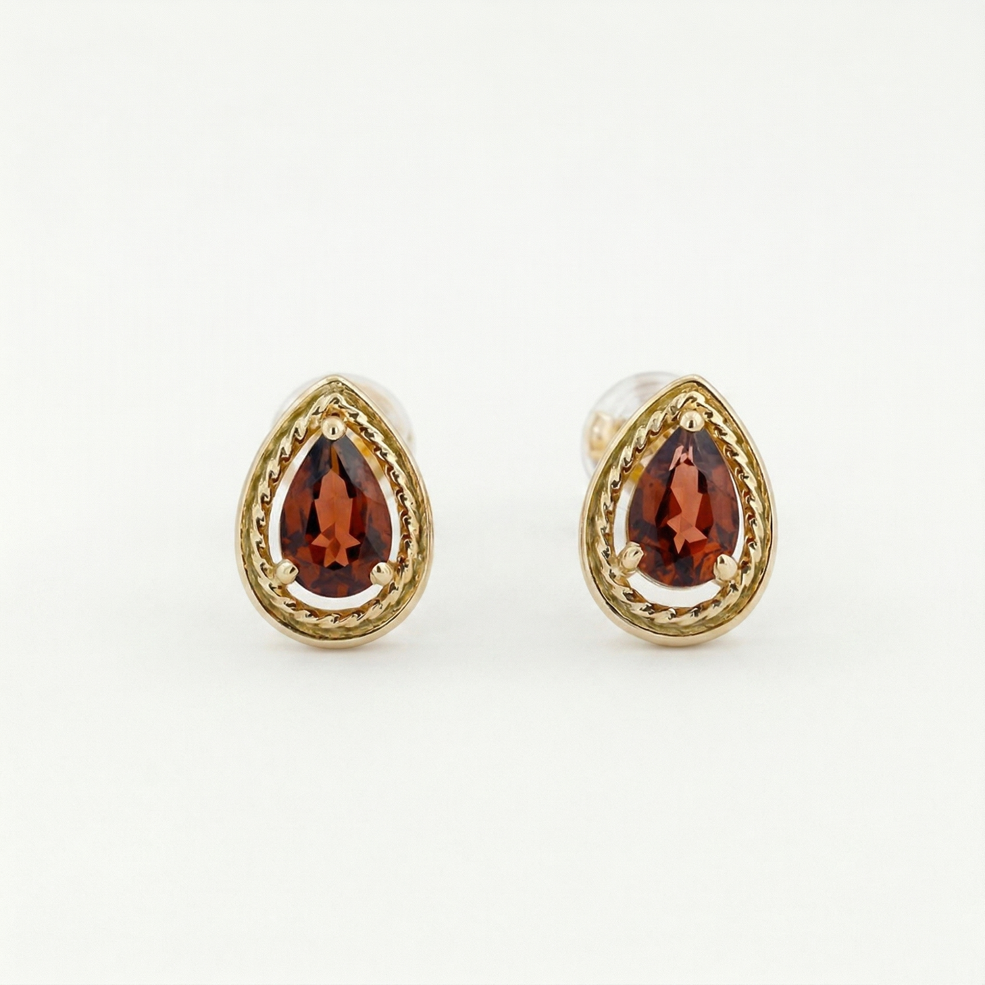 Crimson Teardrop Garnet Stud Earrings