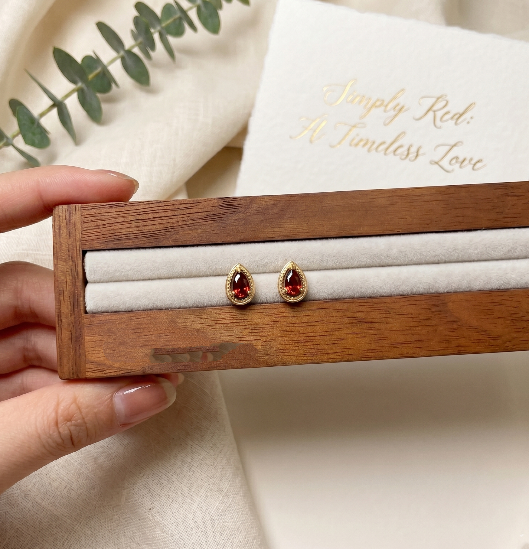 Crimson Teardrop Garnet Stud Earrings