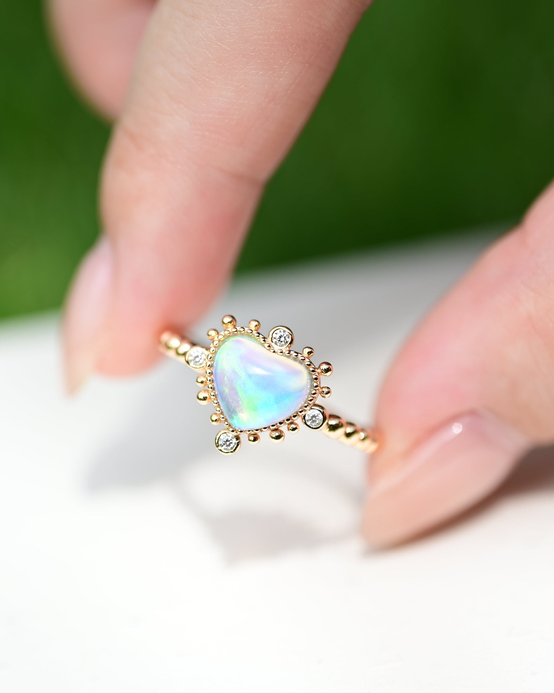 Aurora Heart Opal Ring
