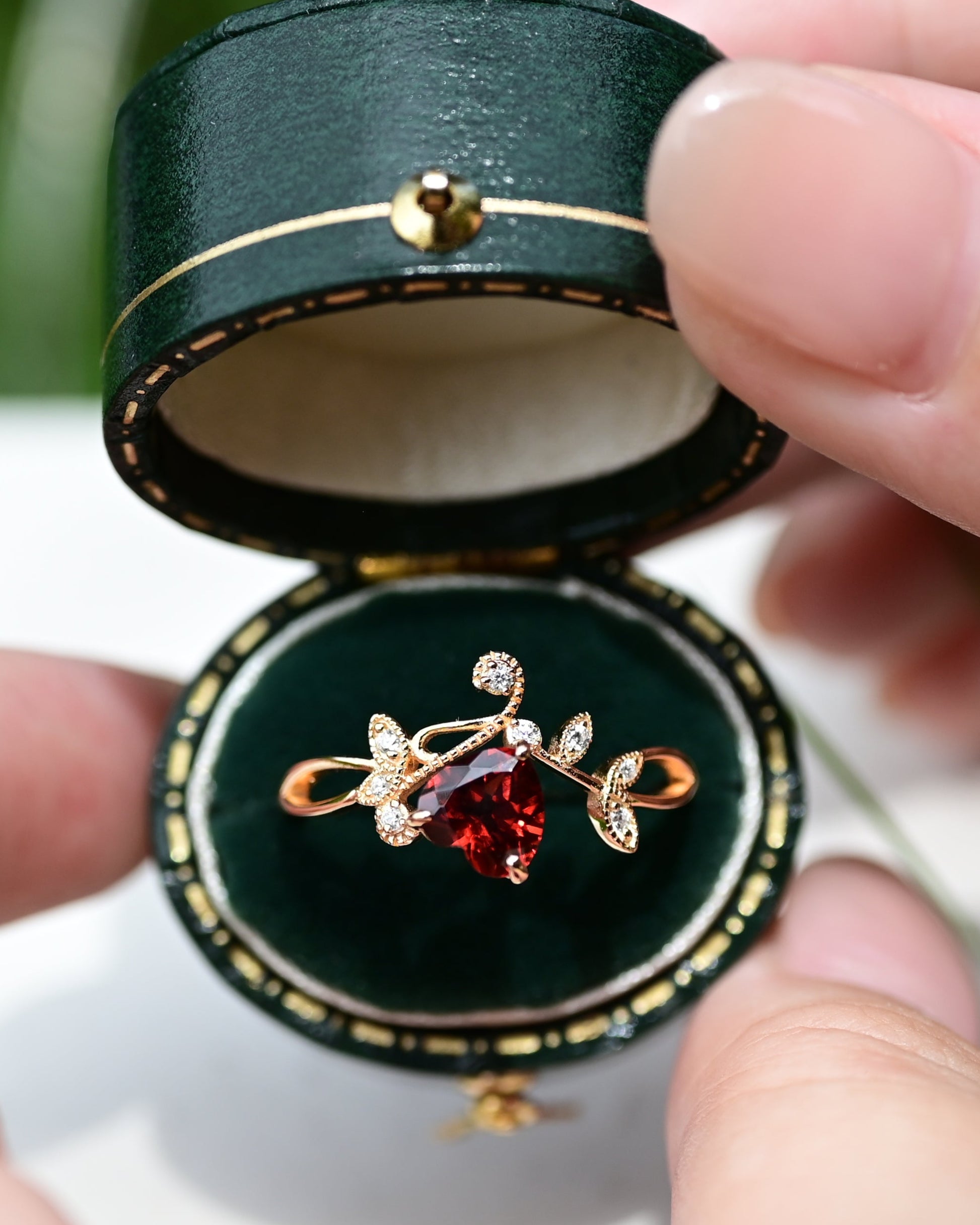 Crimson Vine Garnet Ring