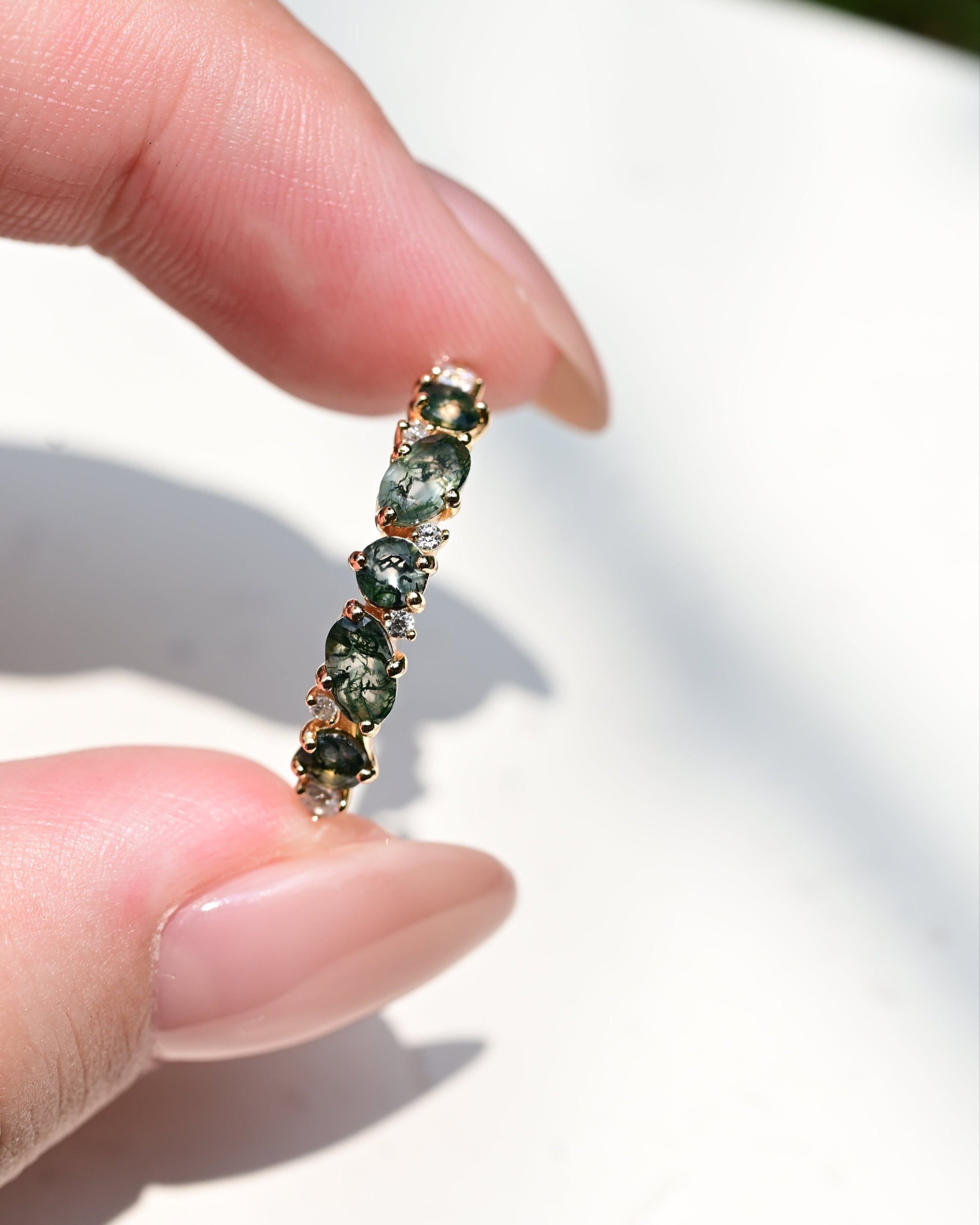 Moss Agate Band Ring