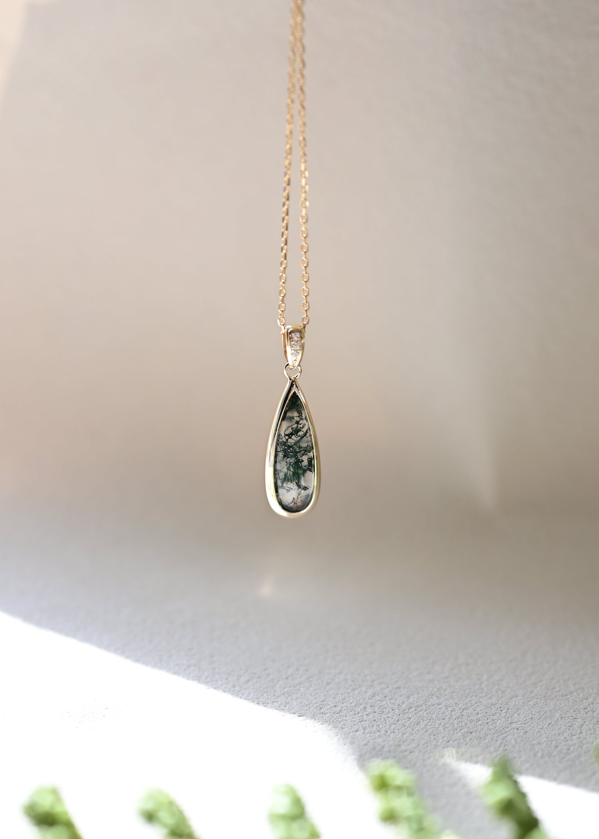 Nature’s Teardrop Moss Agate Necklace