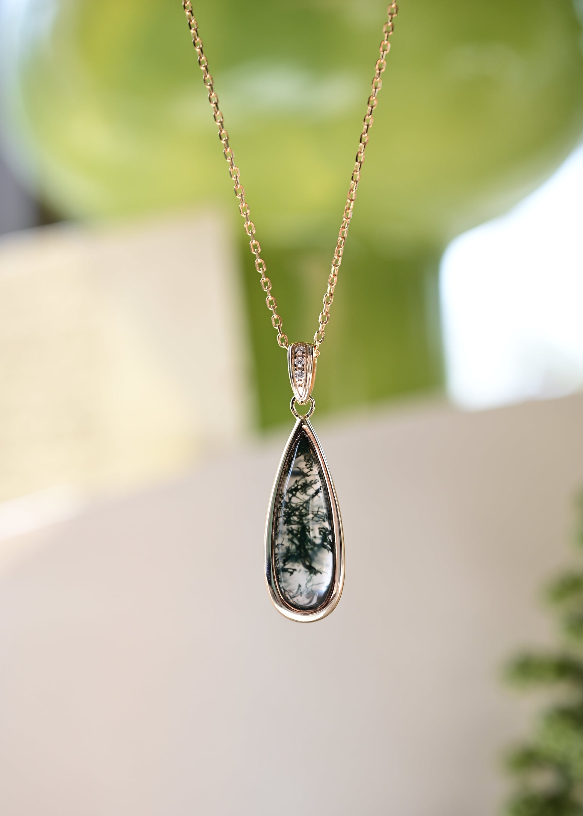 Nature’s Teardrop Moss Agate Necklace