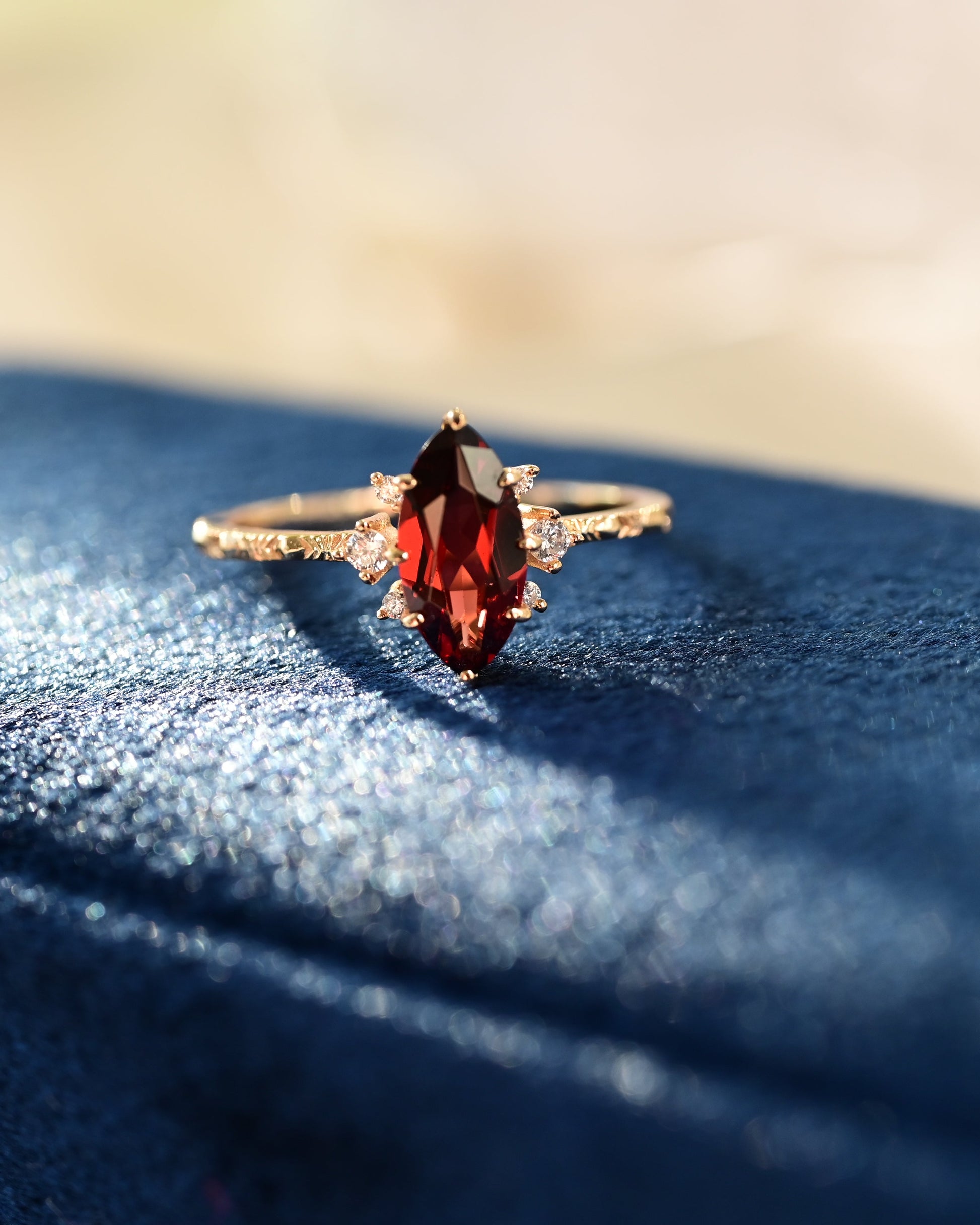Vintage Marquise Garnet Vermeil Ring