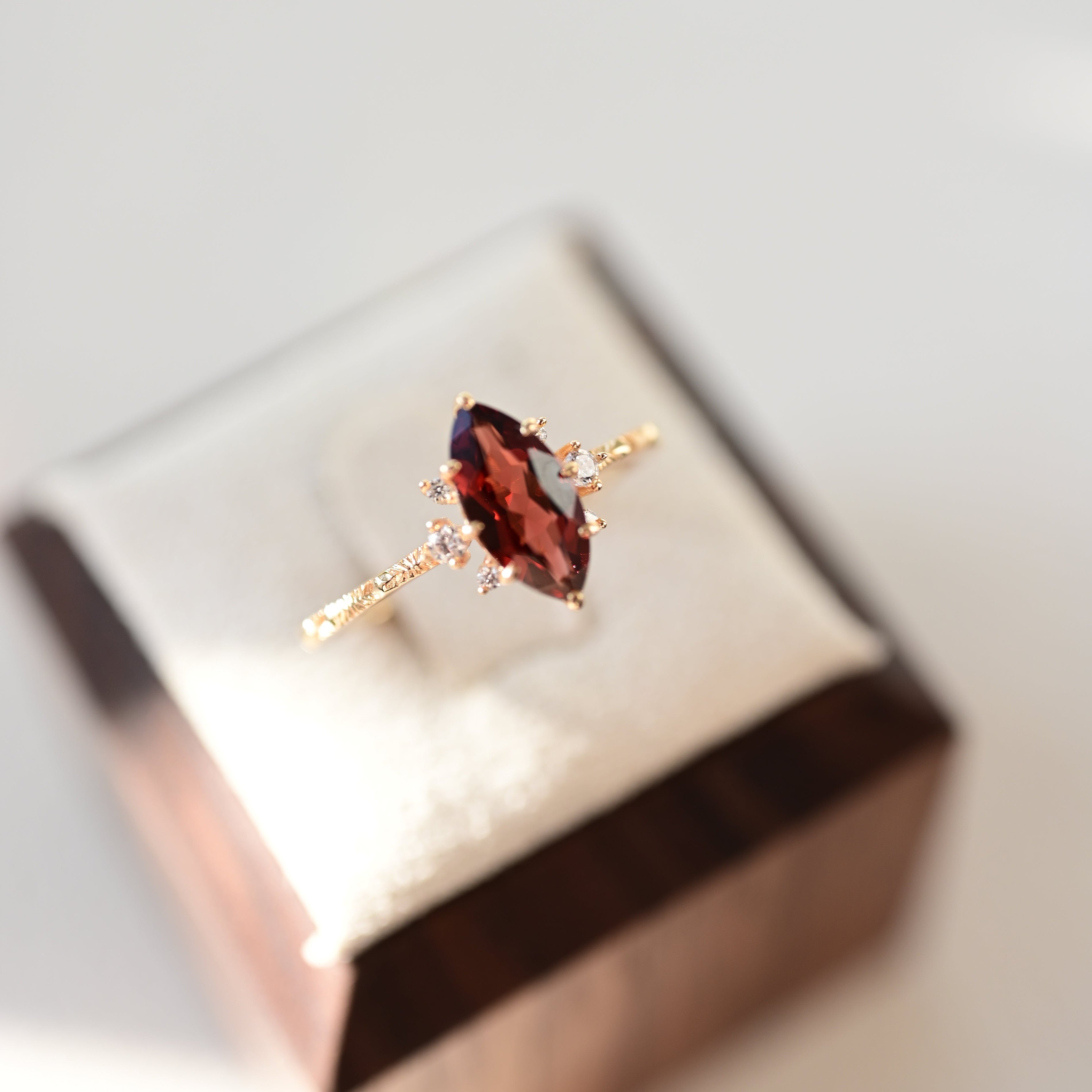 Vintage Marquise Garnet Vermeil Ring